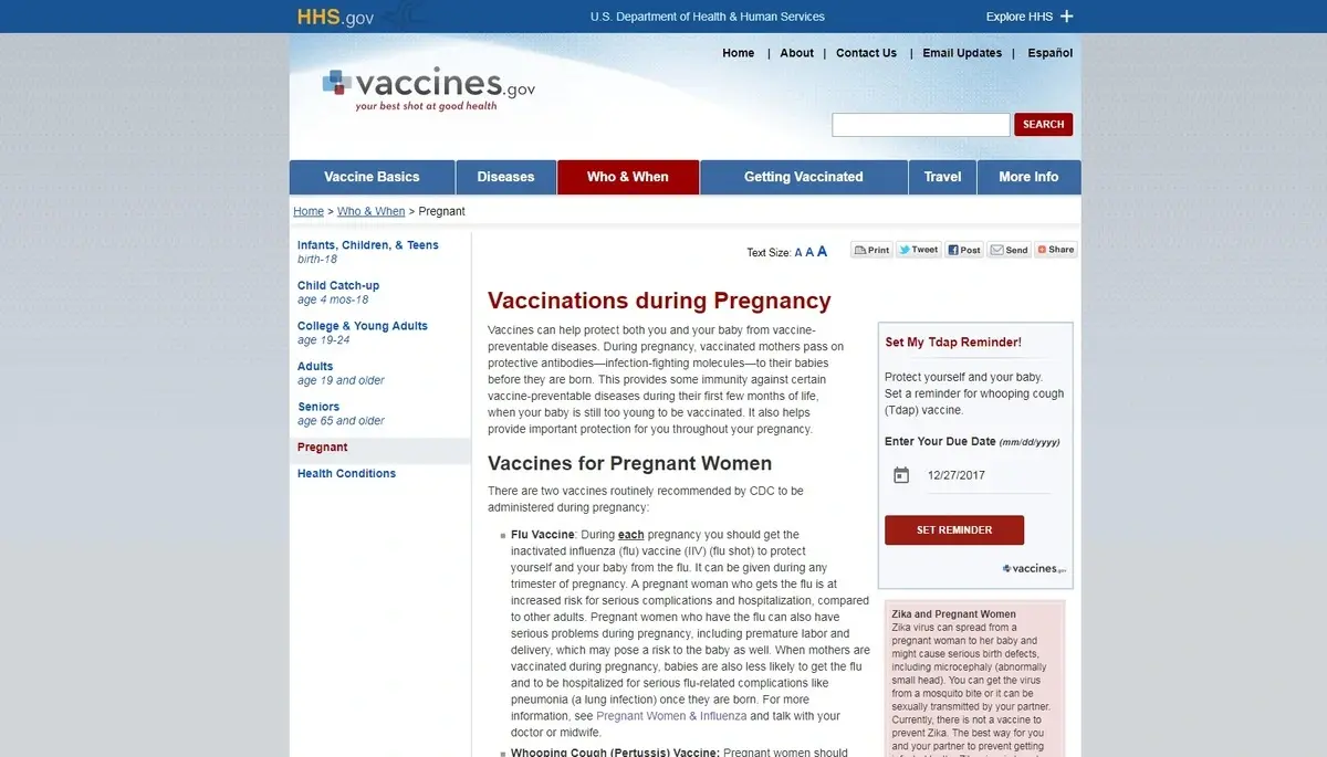 Vaccines gov website