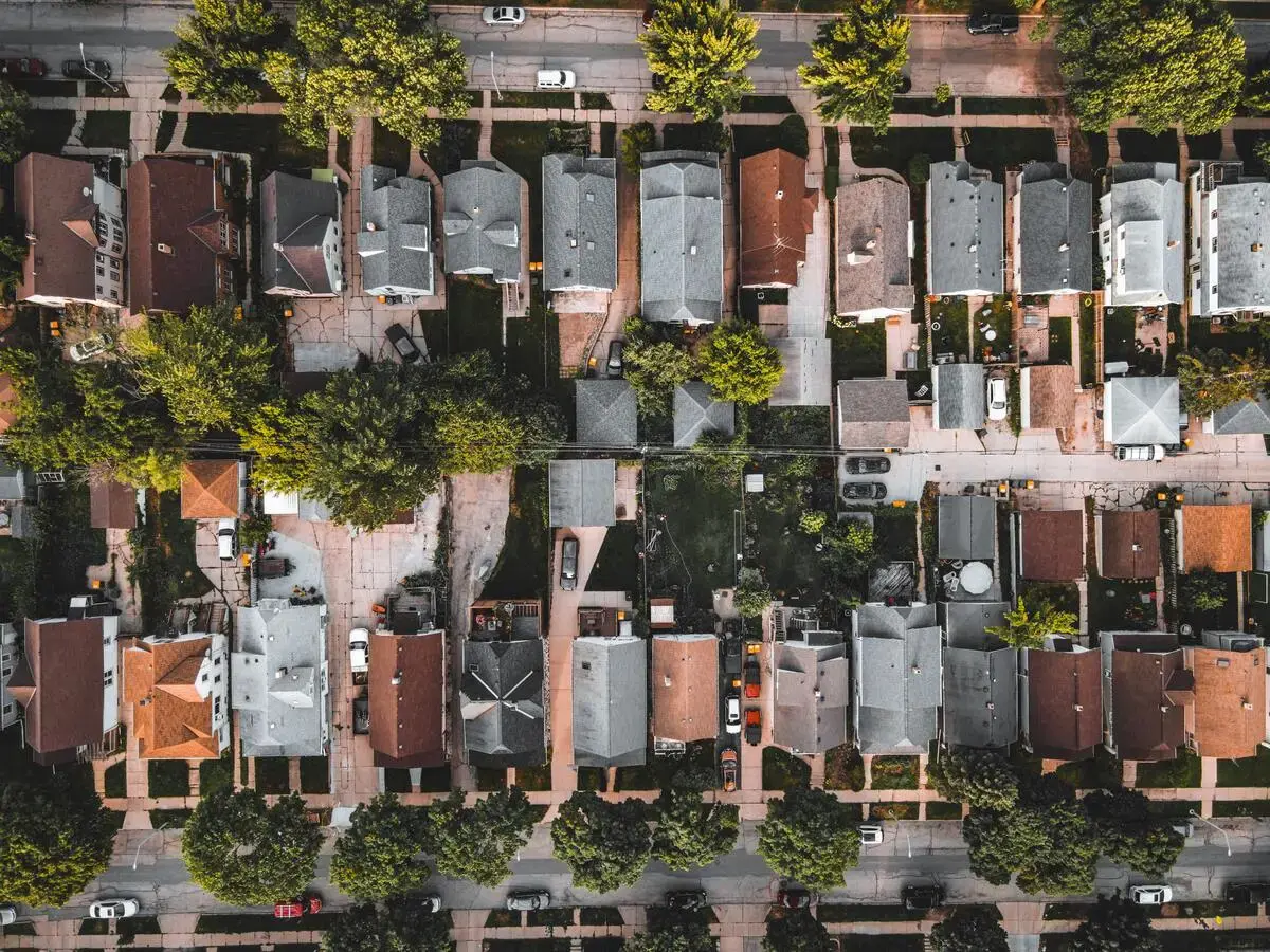Arial view of a neighborhood in Milwaukee, WI